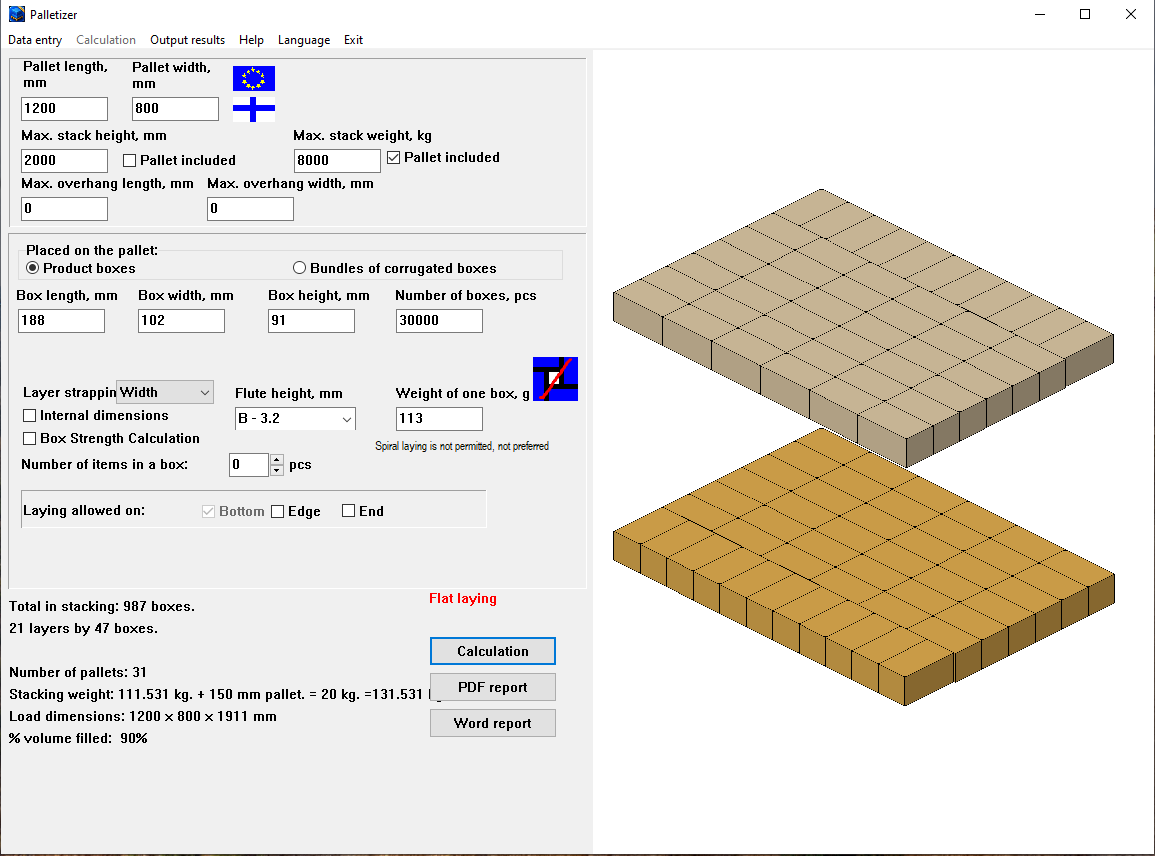 Odd and even layer view mode in Box Palletizer